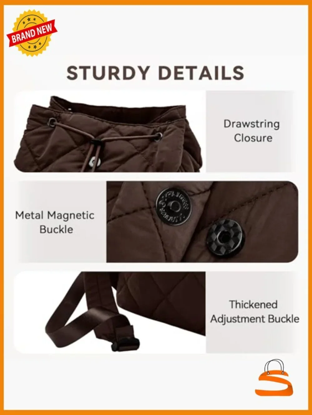 Quilted Puffer Flap Drawstring Backpack Purse for Women, Lightweight Casual